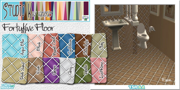 Sims 2 — Studio K Fortyfive Floors_01 by StudioKhagerks — 1-12 of 36 colors. Can be found under Tile and can be purchased