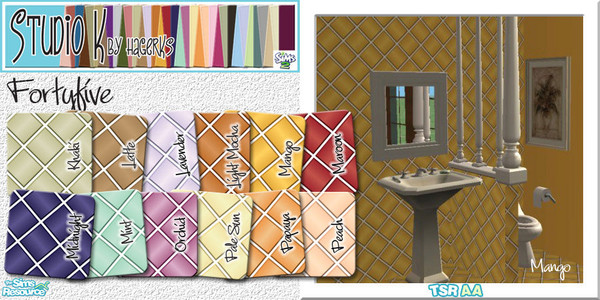 Sims 2 — Studio K Fortyfive_02 by StudioKhagerks — 13-24 of 36 colors. Can be found under Tile and can be purchased for 3