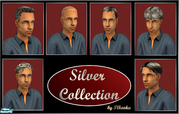 Sims 2 — Silver Collection  by tlkaska — This silver (salt-n-pepper)set includes: Tossled, Classic, Shaved, Wash-n-Go,
