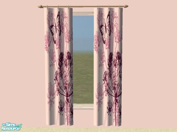 Sims 2 — Flower/Butterfly Bedroom - Curtains 3 by lym — Small Medium Curtains. Part of my Flower/Butterfly Bedroom Set.