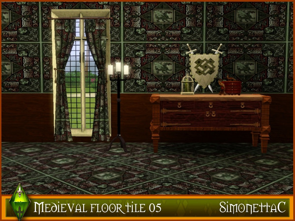 Sims 3 — Medieval floor tile 05 by SimonettaC — Classic medieval floor tile design. Taken from an original tile design