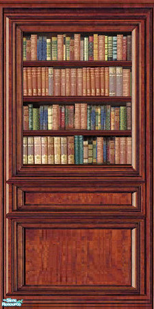 Sims 2 — jsf2CherryBookcase3 by jsf — Rich cherrywood bookcase paneling that holds a variety of books covered in
