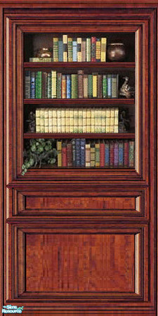 Sims 2 — jsf2CherryBookcase by jsf — From jsf Designs, rich cherrywood bookcase paneling that holds a variety of rare