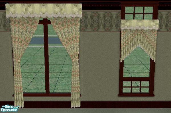 Sims 2 — Green Patterned Curtains by Resa2169 — This item is apart of the Green Patterened Kitchen and Diningroom Set!