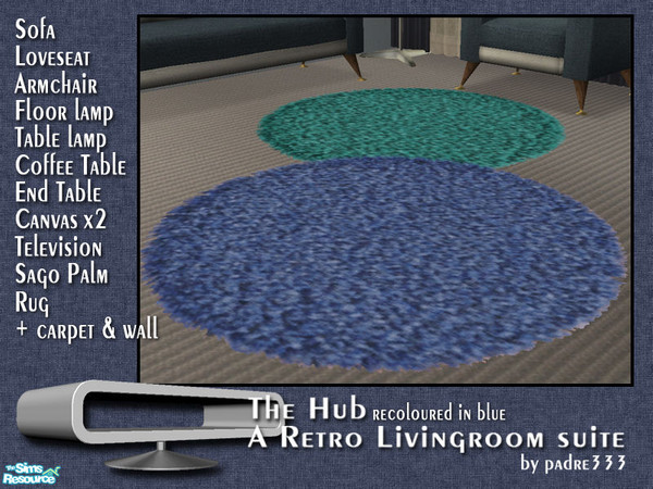 Sims 2 — The Hub, Blue - Rug by Padre — Recolour of the Hub Lounge in shades of blue.