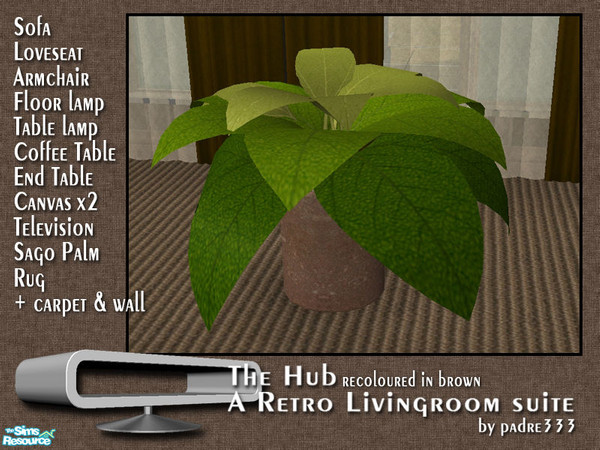Sims 2 — The Hub, Brown - Plant by Padre — Recolour of The Hub lounge in shades of brown and orange.