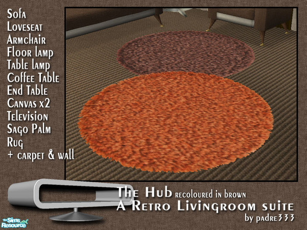Sims 2 — The Hub, Brown - Rug by Padre — Recolour of The Hub lounge in shades of brown and orange.