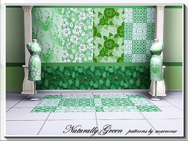 Sims 3 — Naturally Green_marcorse by marcorse — Naturally Green is a set of 5 patterns [2xFabric, 2xThemed and 2xTile] in