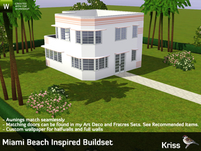 Sims 3 — Miami Beach Inspired Buildset by Kriss — This a build set inspired by the art deco buildings on Ocean Drive in