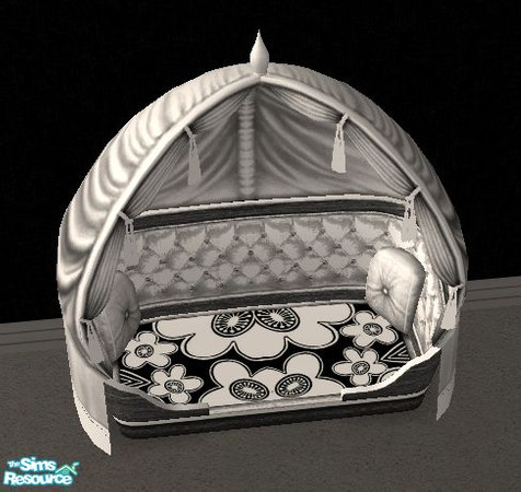 Sims 2 — Black and White Flowered Pet Bed by Resa2169 — This item is apart of Black and White Flowered Bedroom Set!