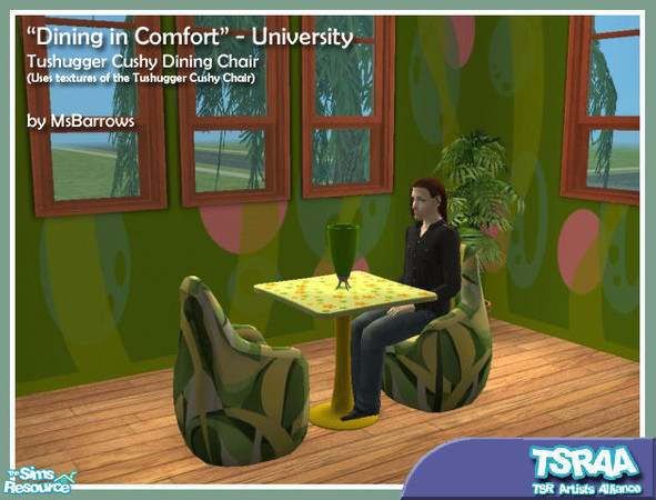 Sims 2 — Tushugger Cushy Dining Chair by MsBarrows — There are times when a hard seat just doesn\'t cut it. For those