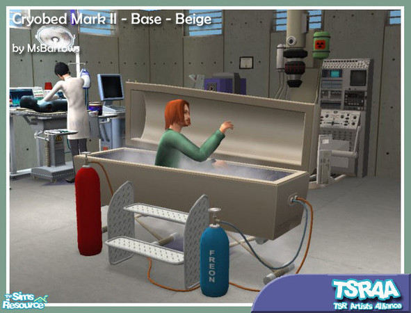 Sims 2 — Cryobed Mark II - Base - Beige by MsBarrows — The perfect bed for your mad scientist! This cryogenic freezer bed
