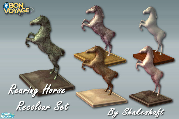 Sims 2 — Rearing Horses Recolour Set by Shakeshaft — A set of 5 recolours of the Bon Voyage Dramatically Rearing Horses