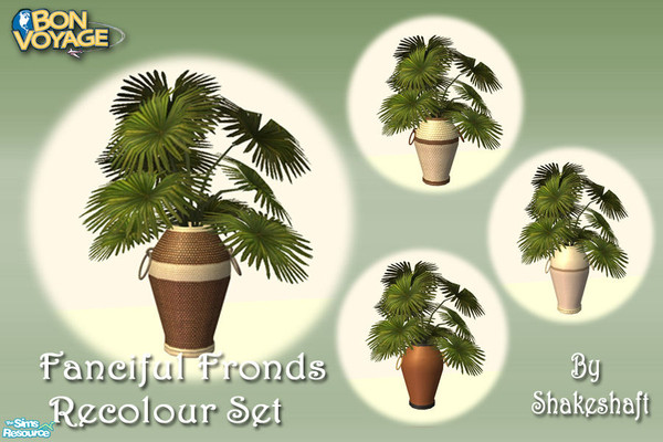 Sims 2 — Fanciful Fronds Recolour Set by Shakeshaft — A set of 4 recolours of the Bon Voyage Fanciful Finicky Fronds.