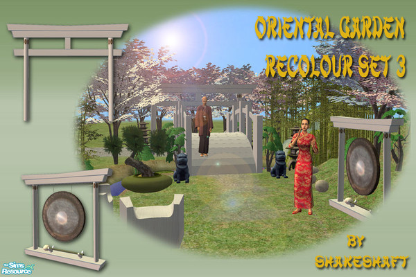 Sims 2 — Oriental Garden - Recolour Set 3 by Shakeshaft — A recolour of my Oriental Garden Set, with White Wood textures.