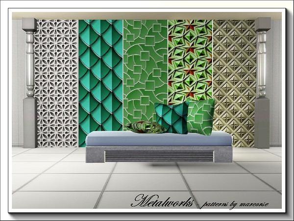 Sims 3 — Metalworks_marcorse by marcorse — Metalworks is a set of 5 metal patterns without added shine. All may be