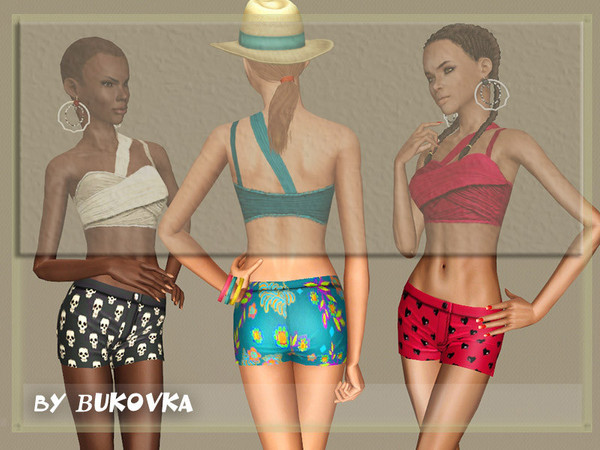 Sims 3 — Shorts Lagoon by bukovka — Shorts for young adult women. Three variants of repainting. Repainting one channel.