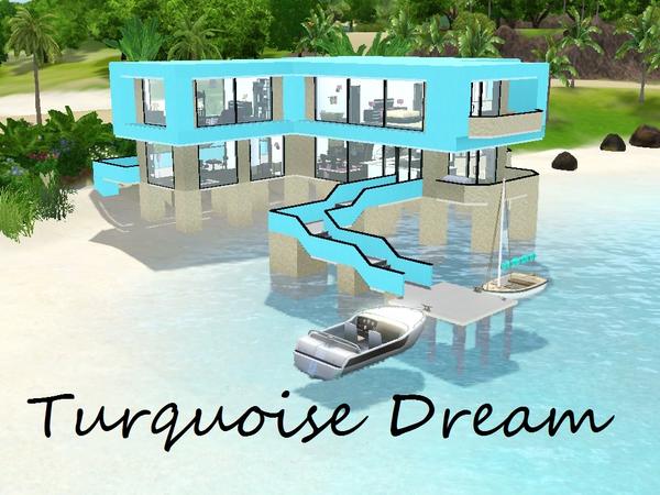 Sims 3 — Turquoise Dream by slsaul — Modern beach home built in Sunlit Tides. First floor is open plan consisting of