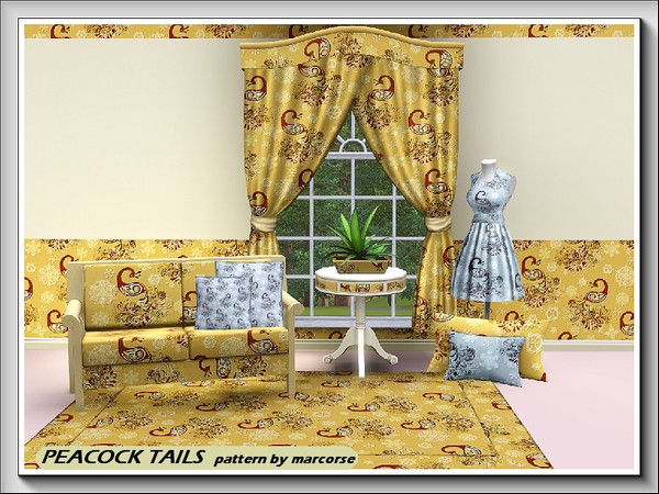 Sims 3 — Peacock Tails_marcorse by marcorse — Stylised peacocks and snowflakes - an unlikely combination, but it works in