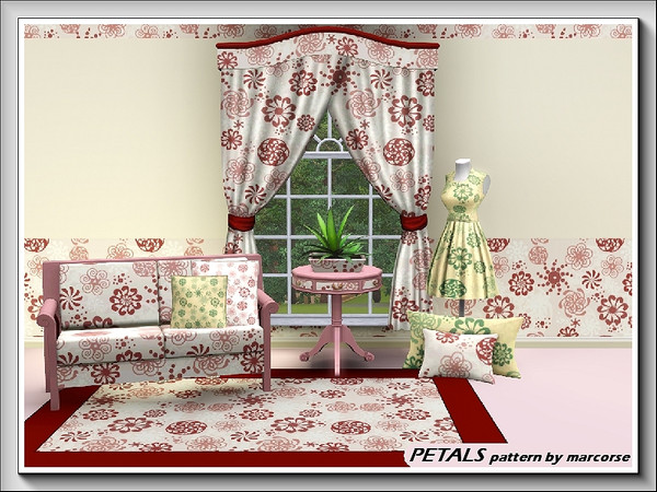 Sims 3 — Petals_marcorse by marcorse — Multiple geometric petal shapes in brown shades on a light background. 3 palettes