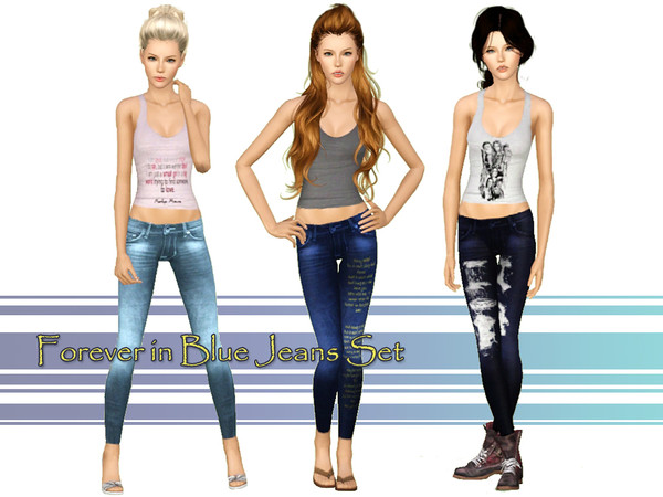 Sims 3 — Forever in Blue Jeans Set by Ms_Blue — Presenting Emma Harmony Stone in the [Forever in Blue Jeans Set]. This