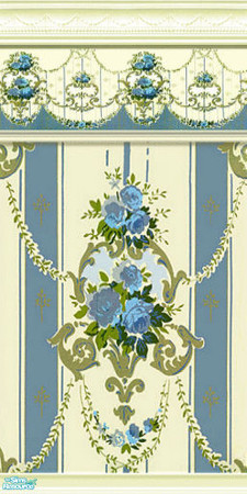 Sims 2 — Cash Roselynde Blue Wall by Henwen — Part of my Rose Cherry Dining Set. A recolor of Cashcraft\'s
