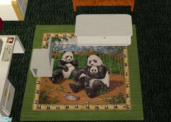 Sims 2 — Panda Bedroom - Panda Rug by Riverwillows — Cute 3x3 square rug featuring playful, cuddly pandas. Part of the