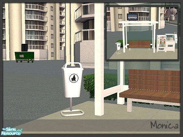 Sims 2 — Sim City Bus Stop Trash - white  by ~Monica~ — A recolor in white. Requires mesh by marilu