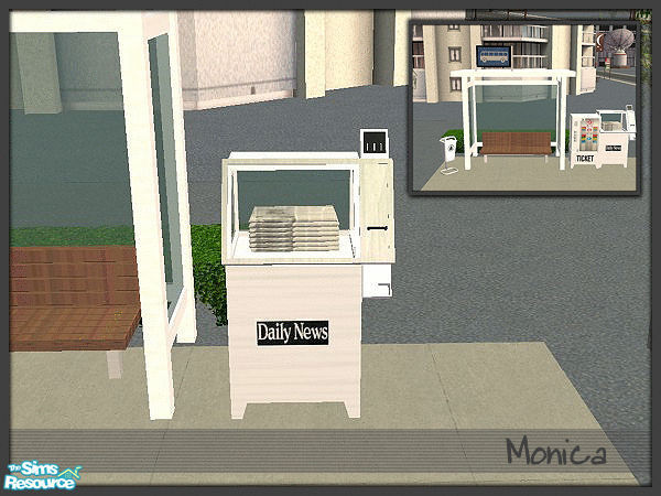 Sims 2 — Sim City Bus Stop Newspaper box - white  by ~Monica~ — A recolor in white. Requires mesh by marilu