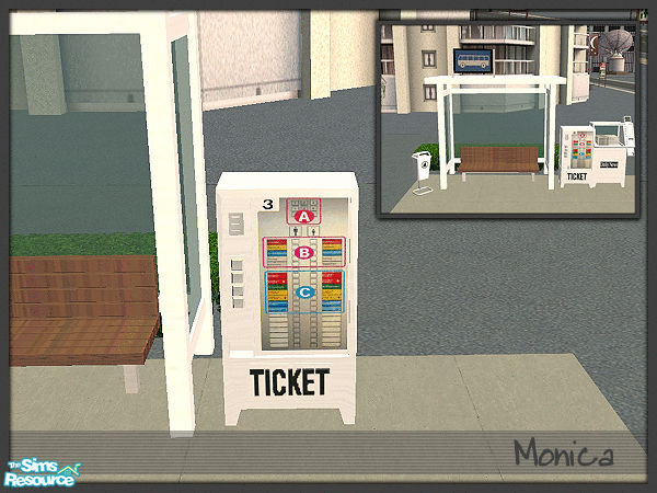 Sims 2 — Sim City Bus Stop Ticketbox - white  by ~Monica~ — A recolor in white. Requires mesh by marilu