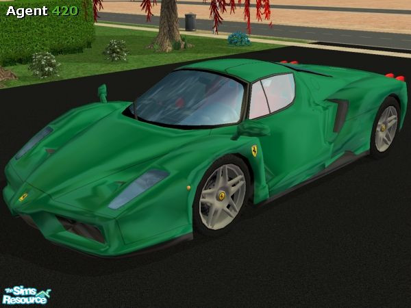 Sims 2 — A420 Ultra-Metallic Green Ferrari Enzo by Agent420 — An Ultra-Metallic Hospital Green Ferrari Enzo. MESH by