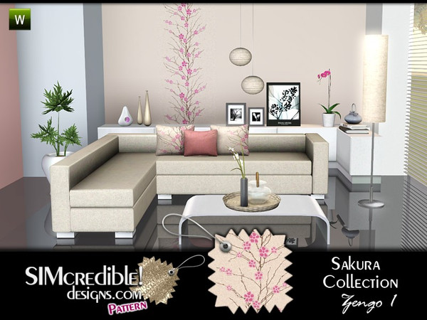 Sims 3 — Sakura by SIMcredible! — Modern pattern with Asian inspiration. By SIMcredibledesigns.com