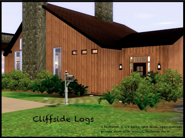 Sims 3 — Cliffside Logs by Arezoo — Vaulted ceilings and a lot of wood! This house is perfect for the retirement of an