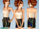 Sims 3 — Golden Sequin Bandeau Peacock Dress by CelineSim2 — Golden Sequin Bandeau Peacock Dress