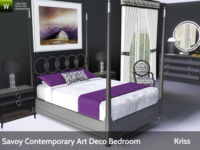 Sims 3 — Savoy Contemporary Art Deco Bedroom by Kriss — A bedroom in a contemporary art deco style. Geometric shapes,