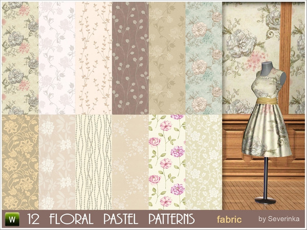 Sims 3 — Floral Pastel Patterns by Severinka_ — 12 pastel patterns with floral designs. Are perfect for decorating rooms