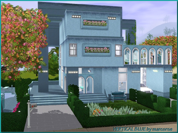 Sims 3 — Vertical Blue by marcorse — Vertical Blue is a 3storey, single family residence, constructed of rendered
