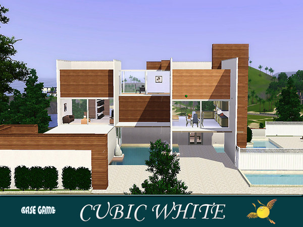 Sims 3 — evi Cubic White by evi —  A summer white cubic lot built on a sky blue pool. top floor: master bedroom and