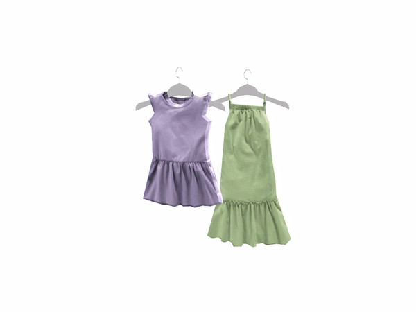 Sims 3 — White Cream Simple Clothes 4 by Flovv — Two dresses for little girls.