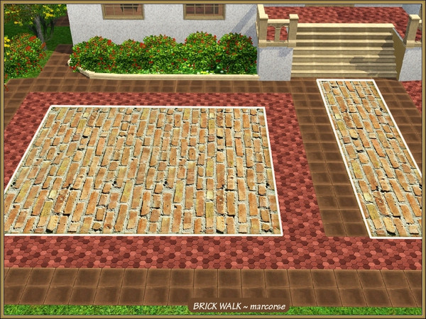 Sims 3 — Brick Walk_marcorse by marcorse — Even with it's uneven surface, this soft-toned brown brick terrain paint would