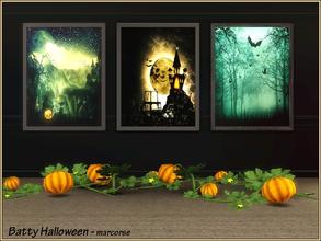 Sims 3 — Batty Halloween_marcorse by marcorse — Three paintings depicting the traditionally accepted themes for a scary