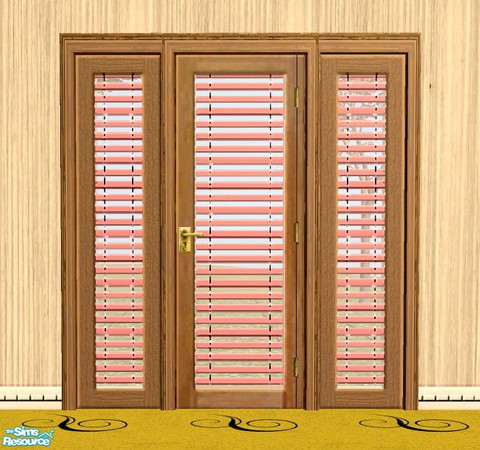 Sims 2 — Venetian Blind Door - Red by Raveena — This is the red blind door file. You need BitzyBus's mesh file for this