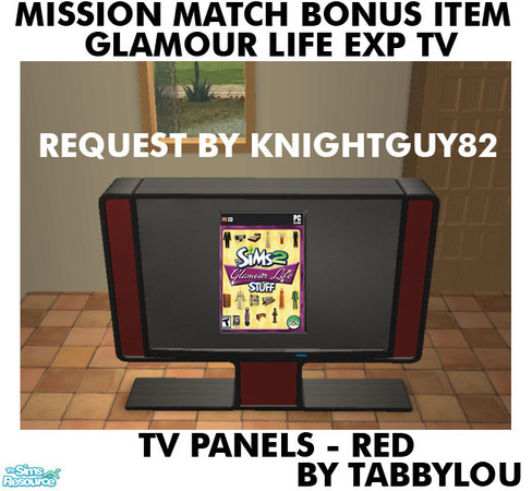 Sims 2 — TL - MM GL BONUS Item - TV Panel Red by TabbyLou — Red Panel ONLY Recolor of the BONUS Item from Glamour Life -
