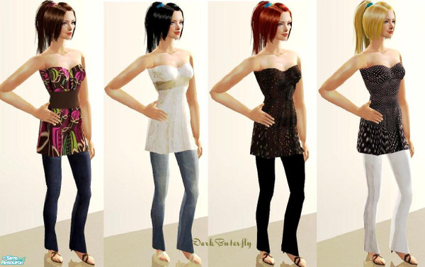 Sims 2 — Set 21 by darkbuterfly — A set of 4 lovely outifts for your sim ladies. Don't forget to get the mesh! Its the