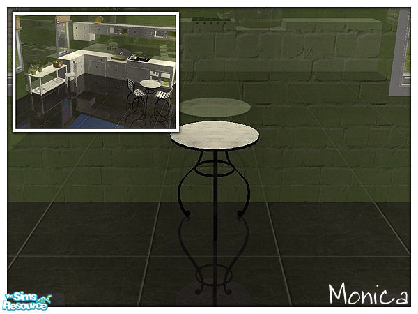 Sims 2 — Bois Kitchen in White - small table by ~Monica~ — A recolor in white-washed wood. Requires mesh by Steffor.