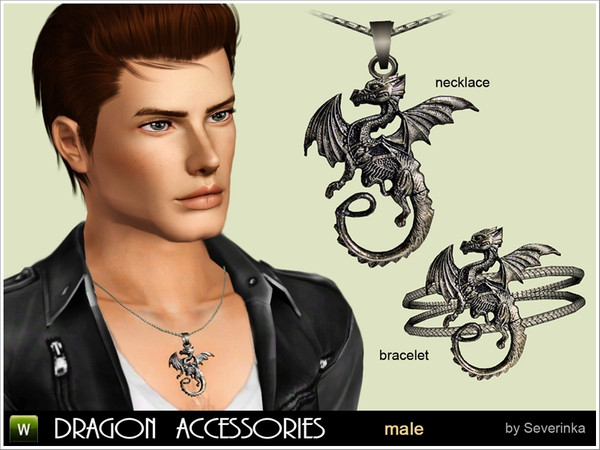 Sims 3 — Dragon Accessories by Severinka_ — Two wonderful accessory for men with dragons - a necklace and a bracelet on