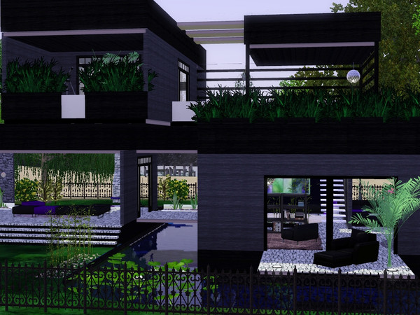 Sims 3 — Indaco beach by swampeyes2 — Indaco beach Modern waterfront villa, mainly black/grey and blue coloured. It has: