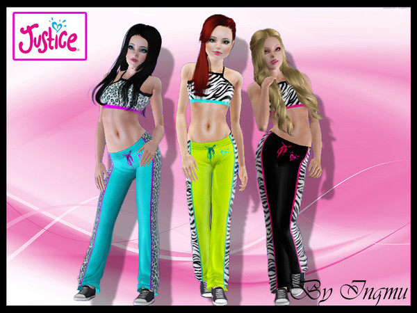 Sims 3 — Justice sweatpants by ingmu2 — Cute and comfortable Justice animal print pant. A must have for every teen. 