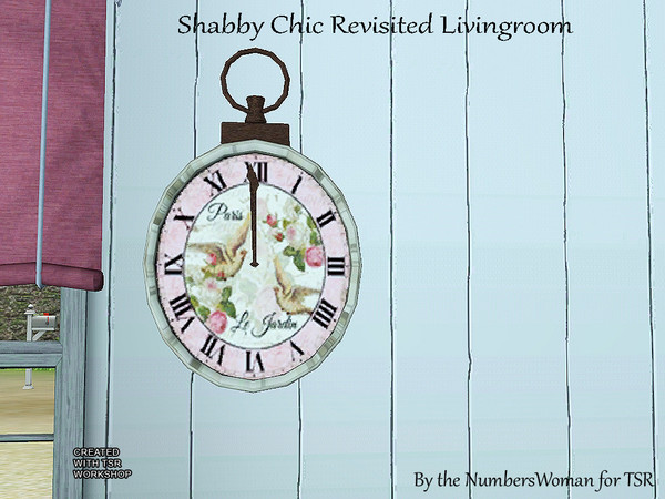 Sims 3 — Shabby Chic revisited Living Wall Clock by TheNumbersWoman — For the discerning Sim that chooses to recycle in