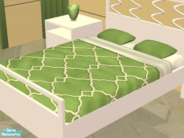 Sims 2 — Curve Appeal Recolor #2 - Bedding by EarthGoddess54 — Part of the Curve Appeal Green & White recolor set.